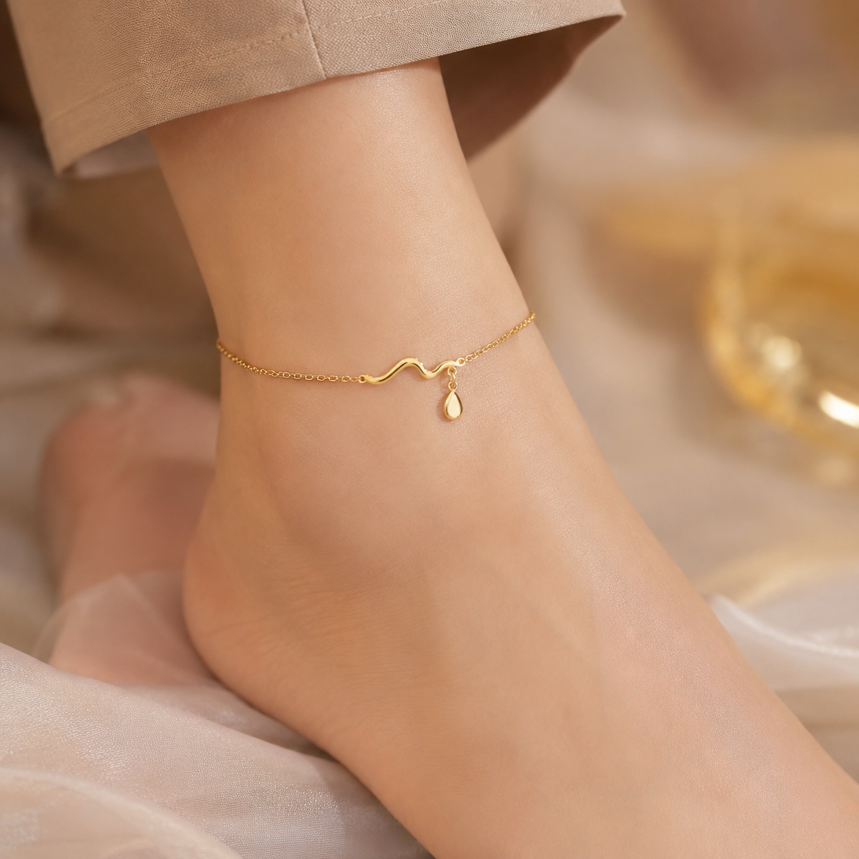 Wave Drop Anklet