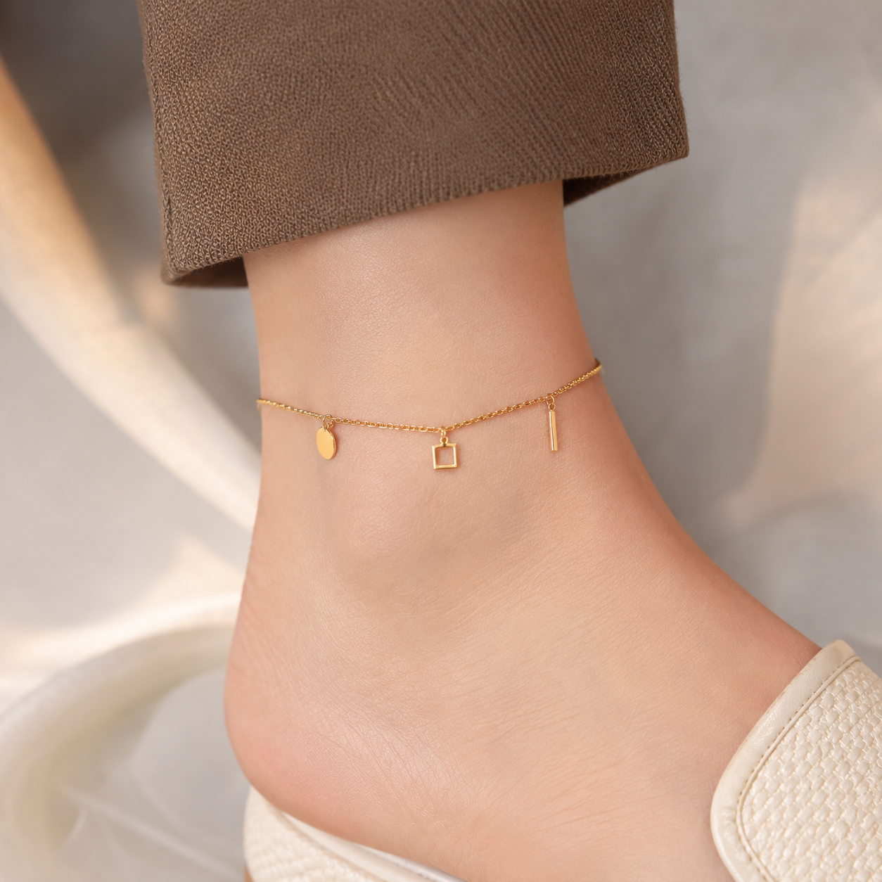 Geometric Charm Anklet