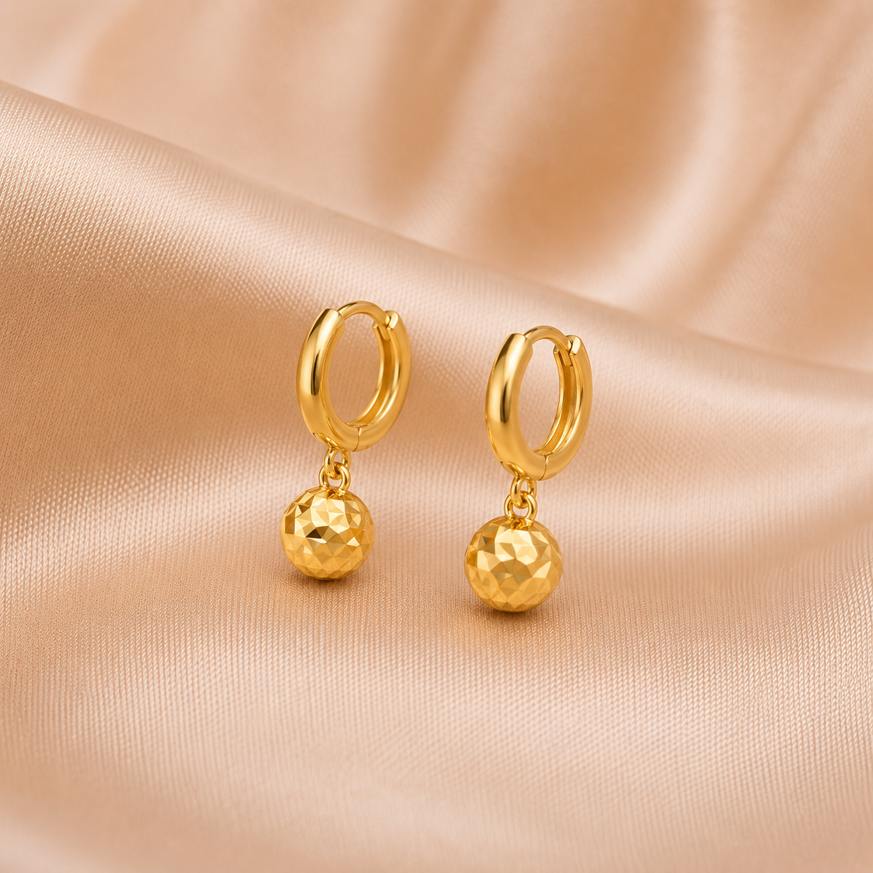 Faceted Ball Hoop Earrings