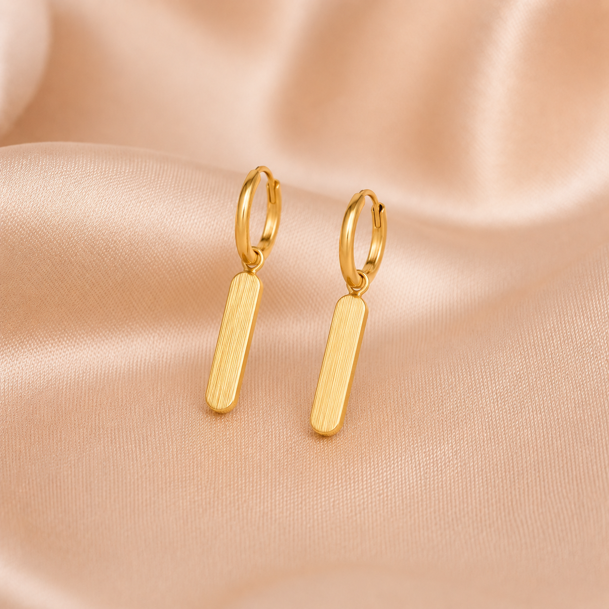 Ribbed Bar Drop Earrings
